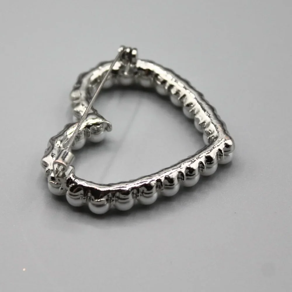 Heart love romantic pin brooch jewelry fashion pearls silver white gold tone new - Picture 11 of 13